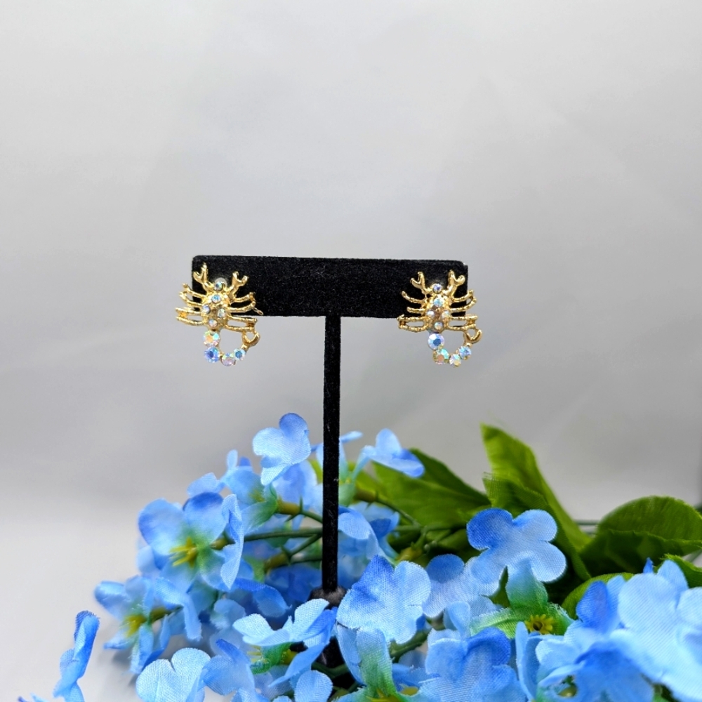 Cute Scorpio Horoscope Vintage Scorpian Stud Earrings With Crystal Accents